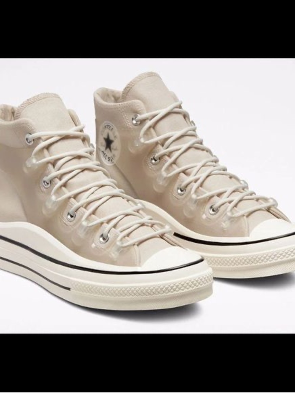 Converse High Top Platform Sneakers in Beige Cream